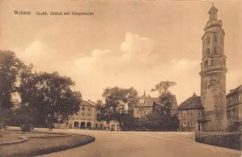 L167 Deutschland 1914 Weimar Grossh Schloss mit Hauptwache Vintage Postkarte