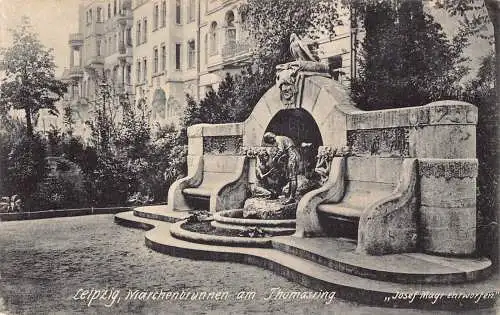 L167 Deutschland 1907 Leipzig Maerchenbrunnen am Thomasring Brunnen Postkarte