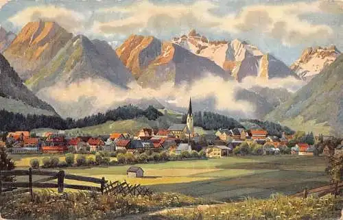 L168 Deutschland Oberstdorf Allgäu Bergwolken Vintage Postkarte