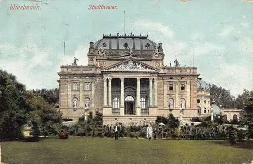 L167 Deutschland 1908 Wiesbaden Stadttheater Theater Vintage Postkarte