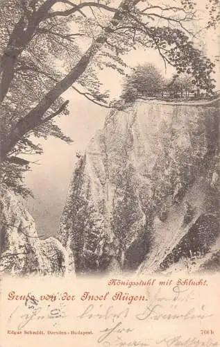 L308 Deutschland 1900 Gruss von der Insel Rügen Königsstuhl mit Schlucht Postkarte