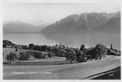 L309 Schweiz 1930 Chexbres l'Eglise et les Alpes Vintage Postkarte