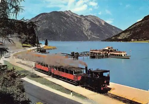 Österreich Achensee Tirol Schiffstation Seespitz Dampflok Schiff See Postkarte