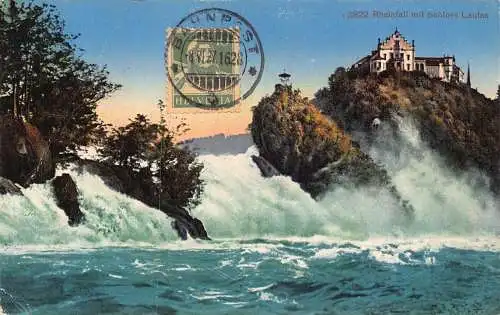 Schweiz 1927 Rheinfall mit Schloss Laufen Wasserfall Vintage Postkarte