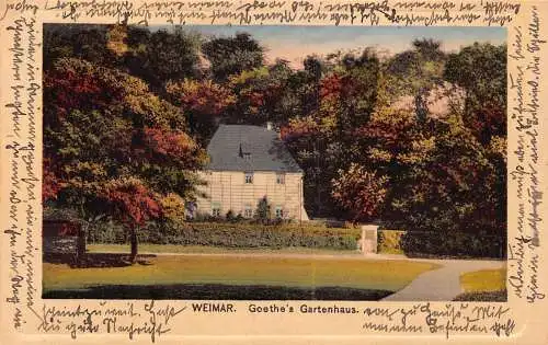 A060 Deutschland 1934 Weimar Goethes Gartenhaus Haus Garten Vintage Postkarte
