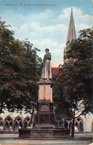 A059 Deutschland 1915 Freiburg i B Berthold Schwarz Denkmal 1. Weltkrieg Feldpostkarte