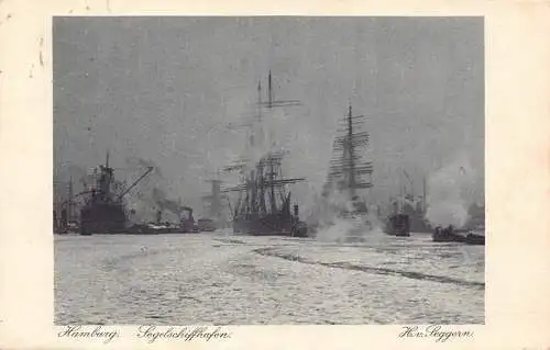 A059 Deutschland 1925 Hamburg Dampfschiffe Hafen Meer Vintage Postkarte