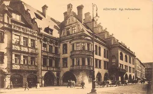 L318 Deutschland München Kgl Hofbrauhaus Kutschen Vintage Postkarte