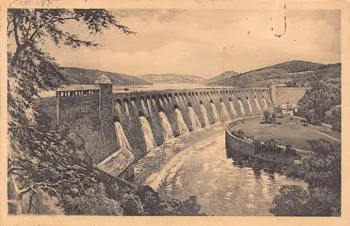 A059 Deutschland 1914 Die Edertalsperre Talsperre Wasser Vintage Postkarte