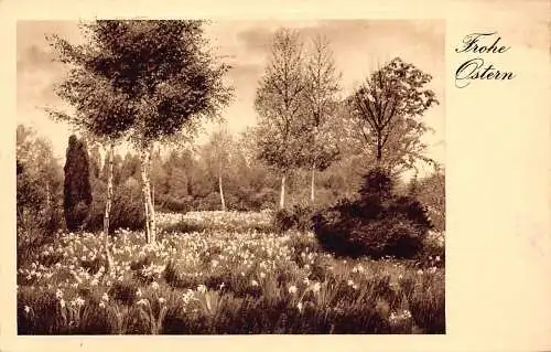 L311 Deutschland 1935 Frohe Ostern Frohe Ostern Frühling Blumen Bäume Postkarte