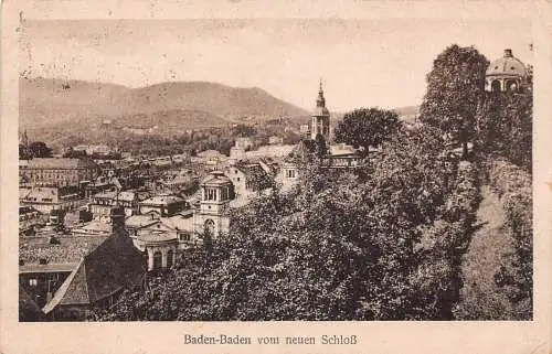 L310 Deutschland 1922 Baden Baden aus Neuem Schloss Vintage Postkarte