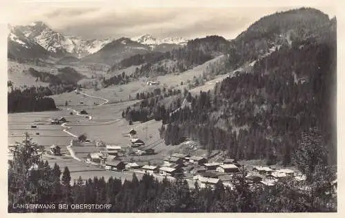 A074 Deutschland Langenwang bei Oberstdorf RPPC Dorf Berge Postkarte