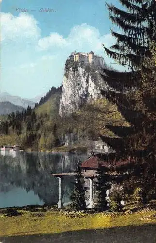 A070 Slowenien 1911 Veldes Schloss Bled Schloss auf Klippe Vintage Postkarte