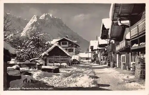 L169 Deutschland Garmisch Partenkirchen Frihlinqslr Schnee RPPC Vintage Postkarte