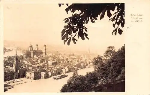 L170 Deutschland 1933 Passau Oberhaus Panoramablick Flussboot Vintage Postkarte