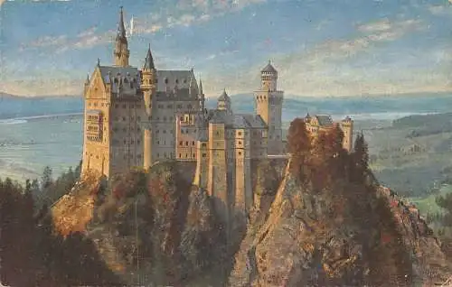 L169 Deutschland Schloss Neuschwanstein Marienbrücke Vintage Postkarte