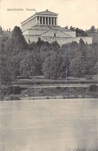 A068 Deutschland 1919 Regensburg Walhalla Tempel Vintage Postkarte