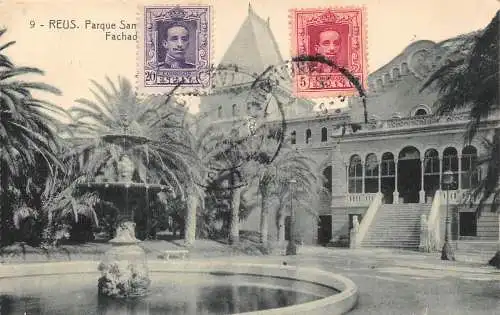 Spanien Park Sama Hinterfassadenbrunnen Vintage Postkarte