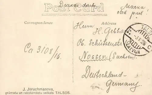 Lettland 1926 Street View in Talsi RPPC Vintage Postkarte