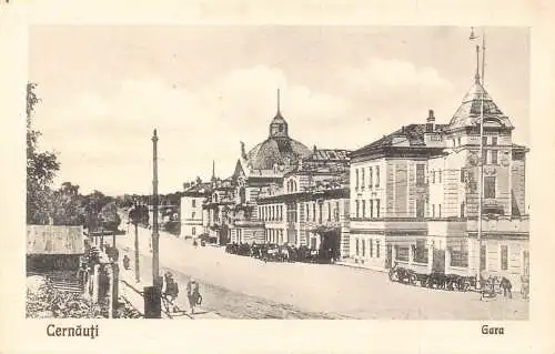 Rumänien Bukowina Cernauti Gara Bahnhof Vintage Postkarte