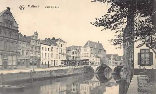 A085 Belgien 1915 Malines Antiquites Ameublements Cafe Stanley Feld Postkarte