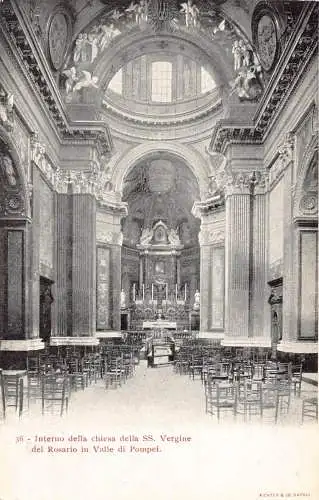 A084 Italien Kirche Innenraum SS Vergine del Rosario Valle di Pompei Stuhl Postkarte