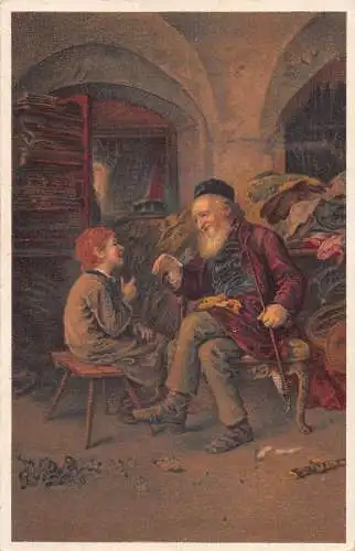 A090 Gemälde 1918 Salmonische Weisheit signiert Ludwig Knaus 1. Weltkrieg Feldpostkarte