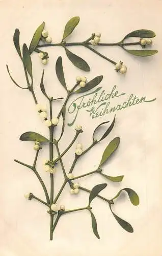 A090 Weihnachtsgrüße 1915 Mistelzweige Vintage Postkarte