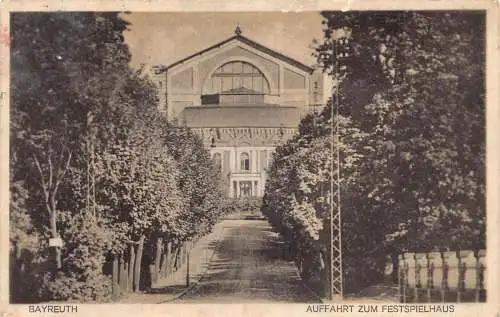 L264 Deutschland 1927 Bayreuth Auffahrt zum Festspielhaus Haus Vintage Postkarte