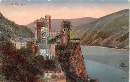 L341 Deutschland Schloss Rheinstein Burg Vintage Postkarte