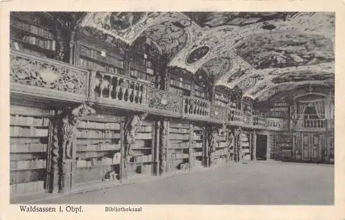 L342 Deutschland Waldassen i Obpf Bibliotheksraum Innenraum Vintage Postkarte