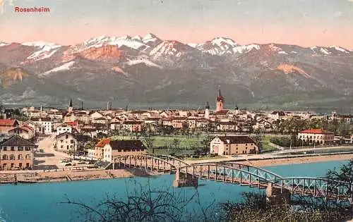 L342 Deutschland Rosenheim Panorama Bergbrücke Vintage Postkarte