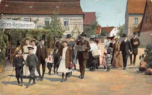 A093 Pfingsten Pfingstfeier Musiker Garten - Restaurant Menschen Postkarte