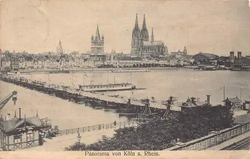 L012 Deutschland 1906 Panorama von Köln Rhein Köln Boote Vintage Postkarte