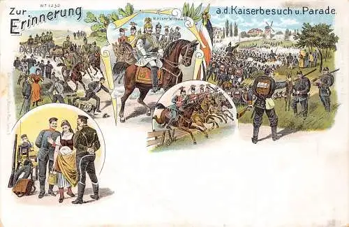L026 Deutschland Zur Erinnerung Parade Militär Litho Postkarte