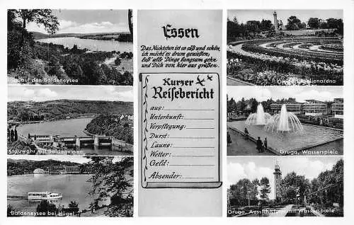 L188 Deutschland Essen Baldeneysee Boot Garten Brunnen Stauwehr Gruga Postkarte