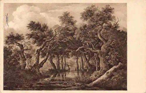L015 Deutschland 1913 Ruysdael Wald und Fluss Wald Vintage Postkarte