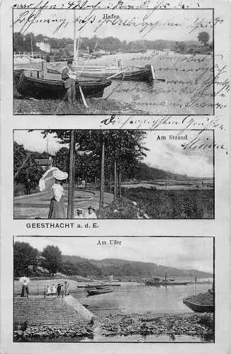 L001 Germany Geesthacht a.d.E. 1907 Boote Schiff Vintage Postkarte