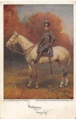 L077 Deutsches Königshaus Kronprinz Friedrich Wilhelm in Uniform Reitpostkarte