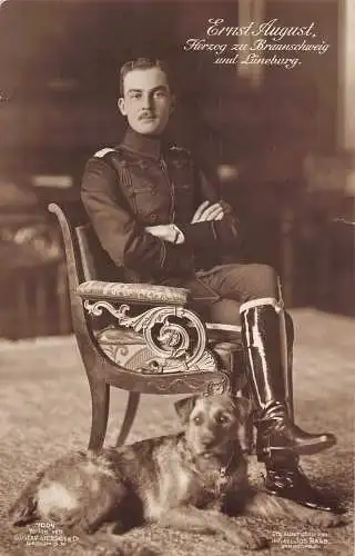 L077 Deutsches Königtum 1914 Herzog Ernst August Braunschweig Portrait mit Hunde Postkarte