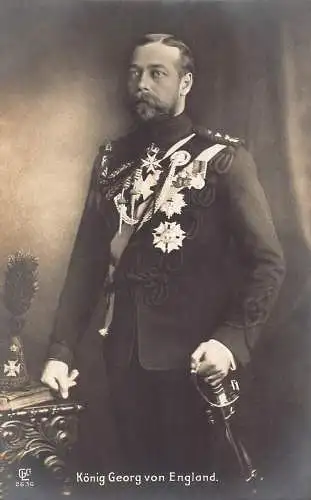 L077 British Royalty King George of England Uniform Portrait Postkarte