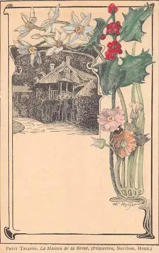 L078 Frankreich Petit Trianon Jugendstil signiert Rocher Postkarte