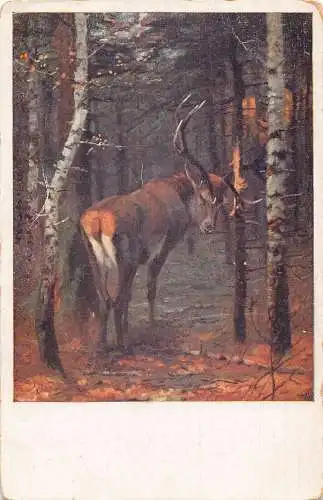 Elchkratzgeweih Birken Kunst Vintage Postkarte