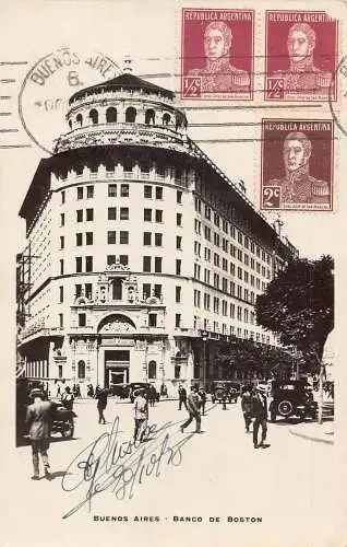 L354 Argentinien Buenos Aires Banco de Boston Bank Cars Vintage Postkarte