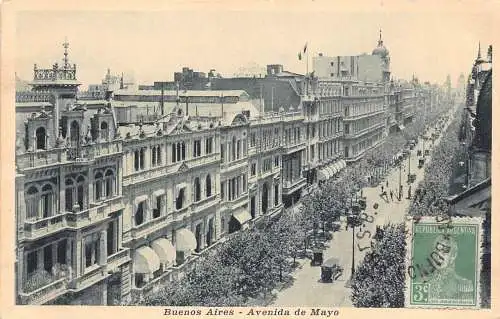 L354 Argentinien Buenos Aires Avenue de Mayo Gebäude Vintage Postkarte