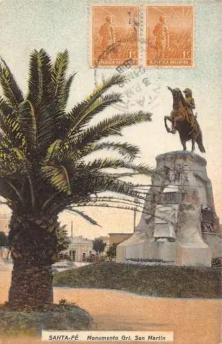L354 Argentinien 1918 Santa-Fe Monument General San Martin Vintage Postkarte