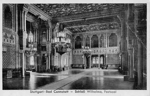L155 Deutschland Stuttgart-Bad Cannstatt Schloss Wilhelma, Festsaal Vintage Postkarte