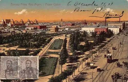 L354 Argentinien 1911 Buenos Aires Paseo Colon Doppeldecker Straßenbahn Kutsche Postkarte