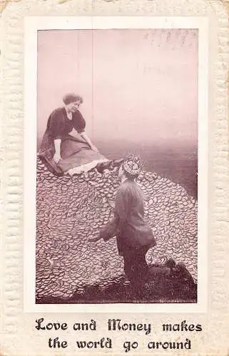G008 Paar 1911 Liebe und Geld macht die Welt herum Postkarte