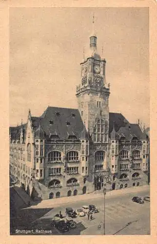 L159 Deutschland Stuttgart, Rathaus Vintage Postkarte